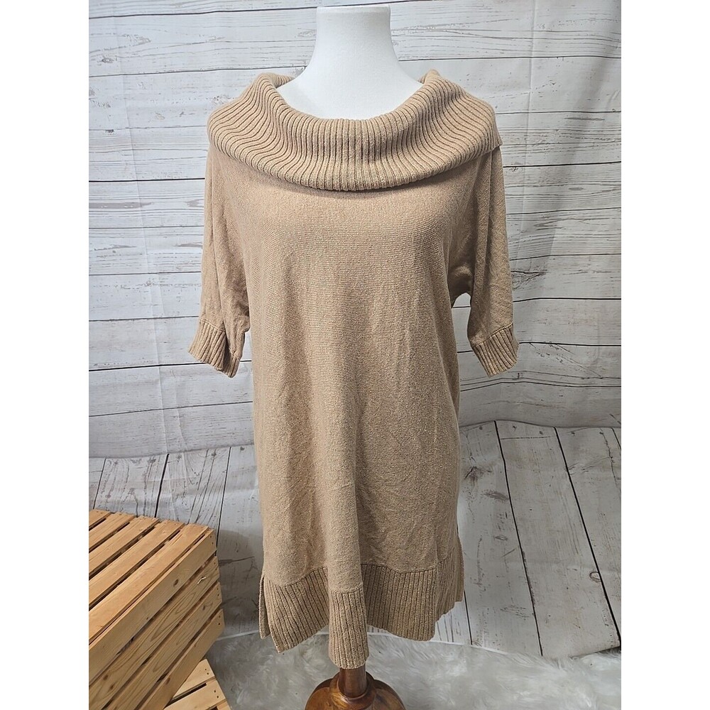 CHICO'S Turtleneck Sweater Women's 2 (L/12) Pullover Tunic Short Dolman Sleeve